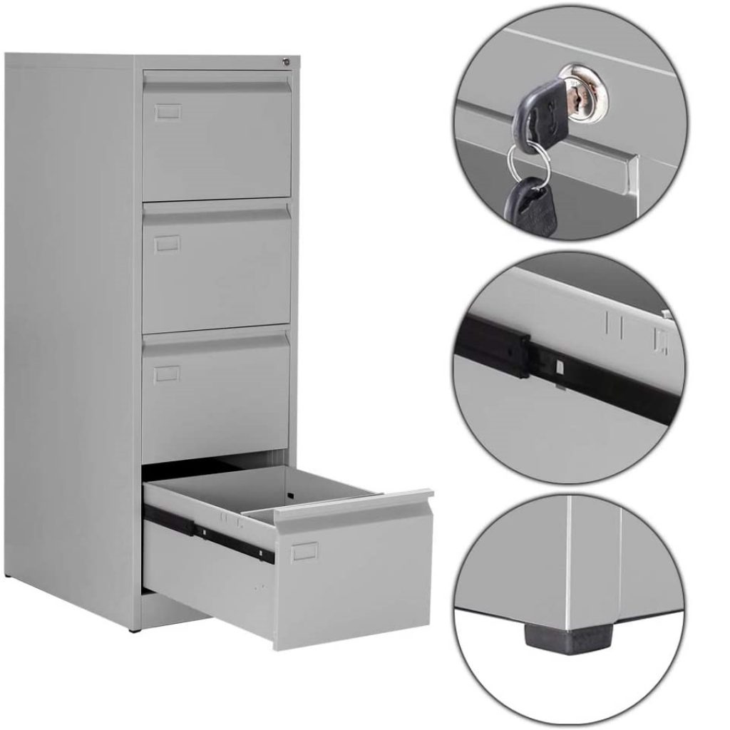 Archivador Metálico Tipo Bisley Blanco con 4 Cajones Tienda Ofitura