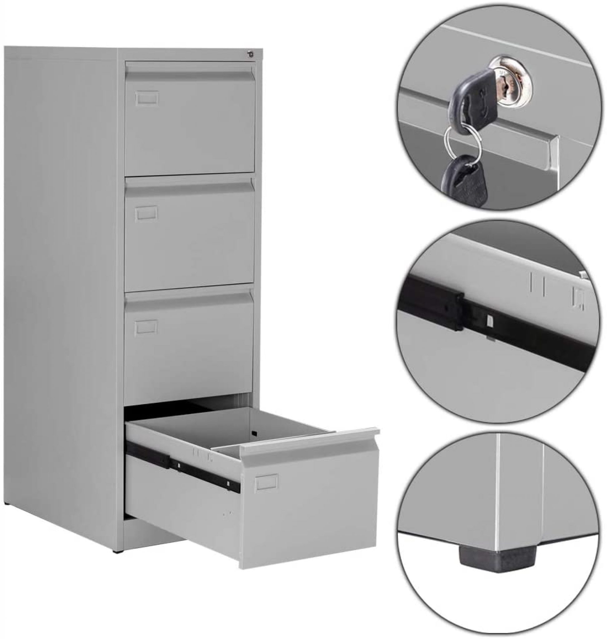 Archivador metálico de 4 cajones color Gris Ral 7035