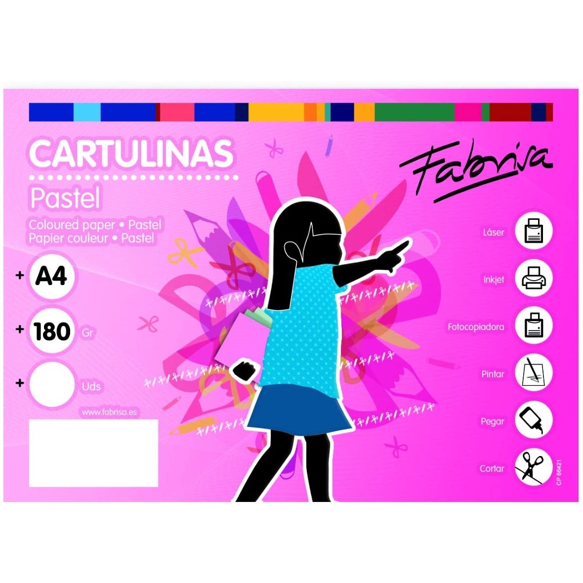 Pack 100 Cartulinas Tamaño A4 180g